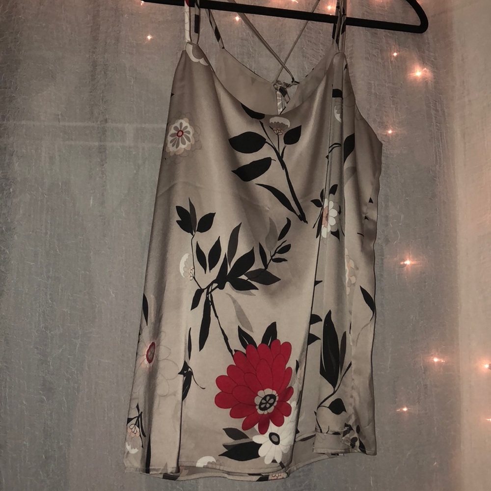 Loft tank top with tie strap back.